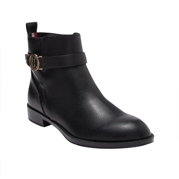 New TOMMY HILFIGER Rumore Black Ankle Boots - Picture 1 of 9